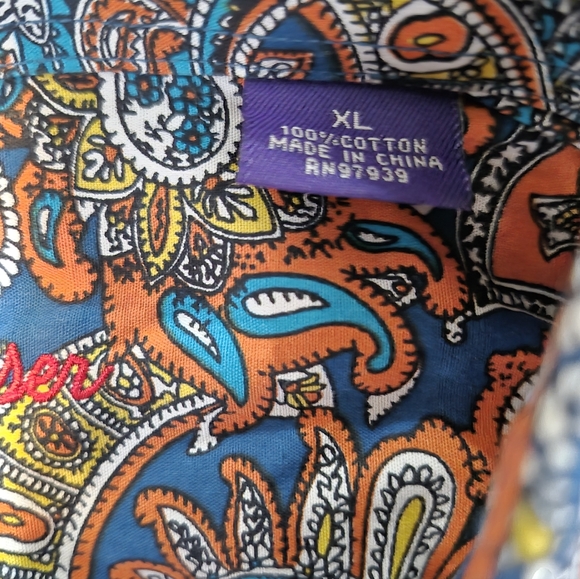 Paisley Patterned Men's XL Shirt Multicolor -Alan Flusser / Preowned - Picture 4 of 6